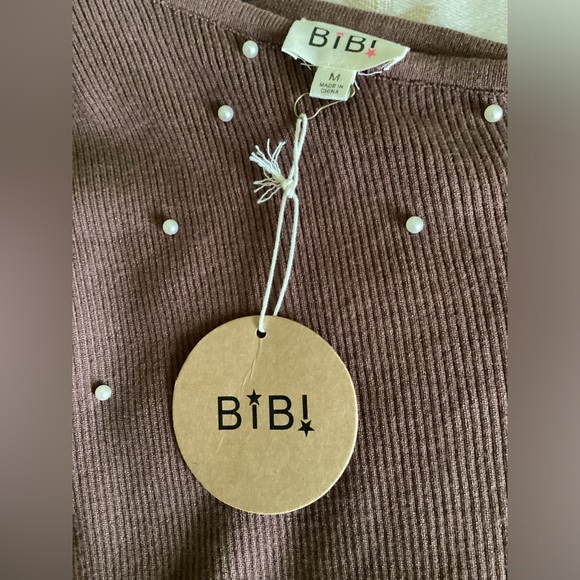 Bibi one sleeve brown sweater with pearls - Picture 2 of 6